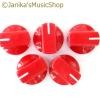 5 RED STOVE TYPE POTENTIOMETER OR ROTARY SWITCH KNOBS